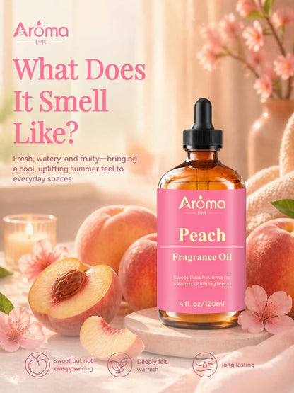 AromaLYA Pfirsich Duftöl - Süßer Pfirsichduft für Diffuser & Raumduft. Saftig, warm und belebend mit einem weichen, wohltuenden Gefühl