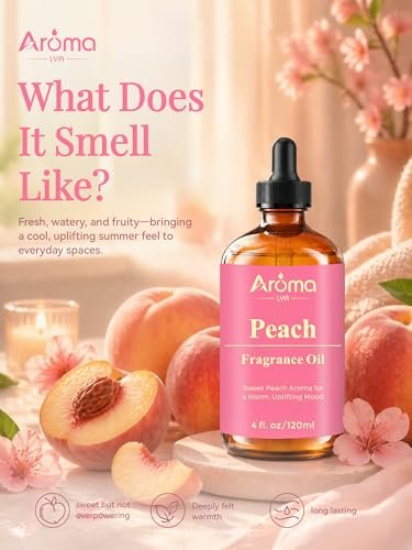 AromaLYA Pfirsich Duftöl - Süßer Pfirsichduft für Diffuser & Raumduft. Saftig, warm und belebend mit einem weichen, wohltuenden Gefühl