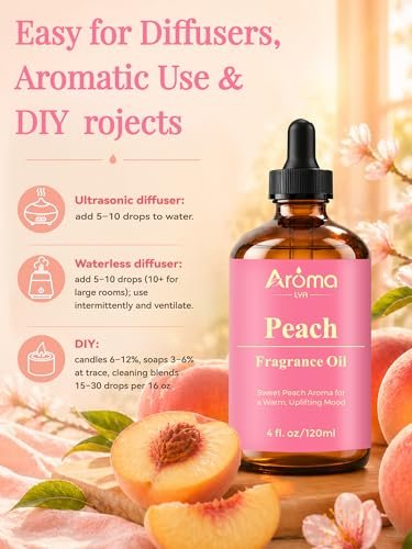 AromaLYA Pfirsich Duftöl - Süßer Pfirsichduft für Diffuser & Raumduft. Saftig, warm und belebend mit einem weichen, wohltuenden Gefühl