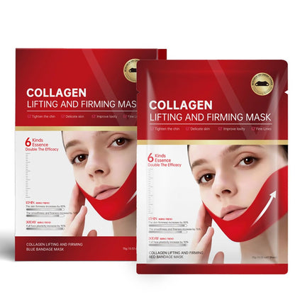 Redcool V-Line Lifting Collagen Maske für Doppelkinn & Kieferpartie – Kinnband Halsstraffende Maske mit Hyaluronsäure, Aloe Vera & Cica – Feuchtigkeitsspendende Gesichtsformende Maske für Kinn und Hals – 5 Stück Unisex