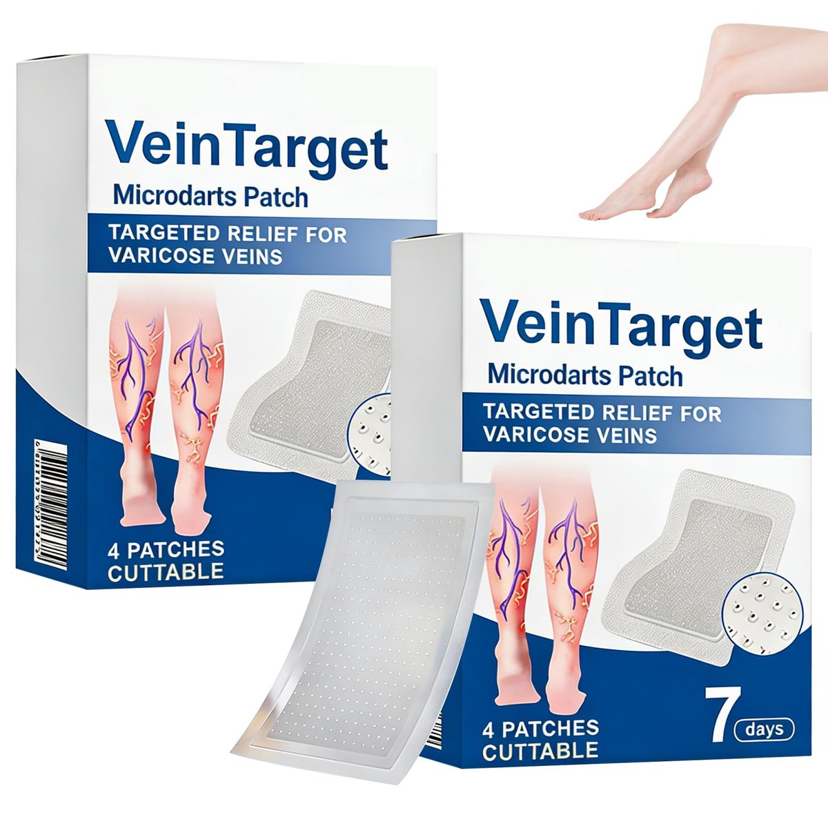 Vein Target Microdarts Patch – Professionelle Krampfaderpflaster für die Beine mit natürlichen Inhaltsstoffen (2er-Pack)