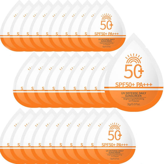 30 Stück Mini Sonnenschutz SPF 50+, Reisegröße Sonnenschutzbeutel für Gesicht & Körper, Mini Sonnenschutz Bulk für Partygeschenke, Leicht & Fettfrei, Wasserbeständig, Sommerpartygeschenke für Frauen & Mädchen
