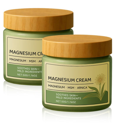 rexibuz 2er-Pack Magnesium Creme mit MSM & Arnika, schnell einziehende & nicht fettende Feuchtigkeitslotion, sanfte Formel zur Beruhigung der Haut, 50g/1,76 oz