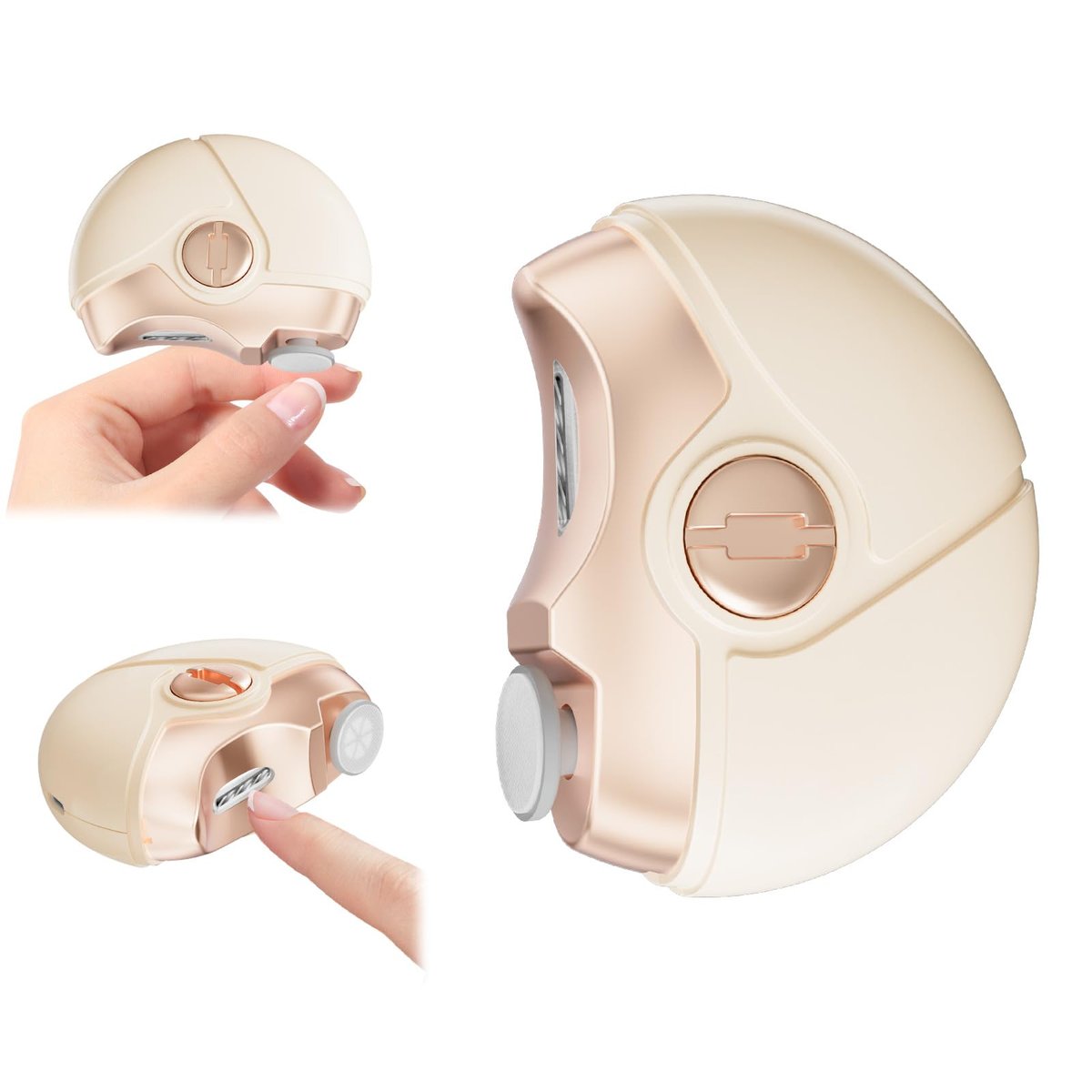 Elektrischer Nagelknipser für Senioren und Erwachsene – Automatischer Nageltrimmer mit Feilen, Polieren und Nagellackentfernung, 3-in-1 für Finger- und Zehennägel (Beige)