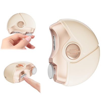 Elektrischer Nagelknipser für Senioren und Erwachsene – Automatischer Nageltrimmer mit Feilen, Polieren und Nagellackentfernung, 3-in-1 für Finger- und Zehennägel (Beige)