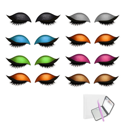 8-teiliges Lazy Eyeshadow Eyelash Sticker Set – Wiederverwendbare, wasserfeste 2-in-1 Make-up für alle Augenformen, einfache Anwendung falscher Wimpern
