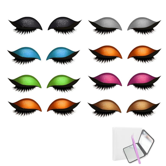 8-teiliges Lazy Eyeshadow Eyelash Sticker Set – Wiederverwendbare, wasserfeste 2-in-1 Make-up für alle Augenformen, einfache Anwendung falscher Wimpern