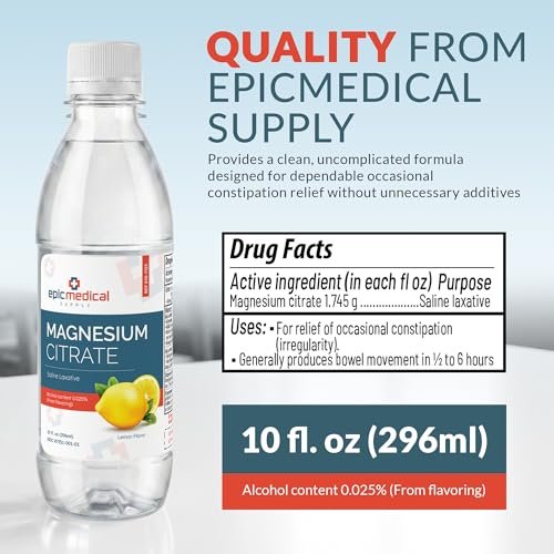 Epic Medical Supply Magnesiumcitrat 10 fl oz – Zitronengeschmack – Flüssiges Kochsalzabführmittel – Unterstützung bei gelegentlicher Verstopfung (1)