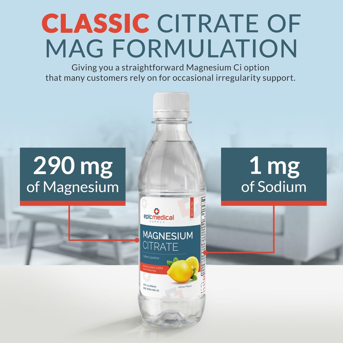 Epic Medical Supply Magnesiumcitrat 10 fl oz – Zitronengeschmack – Flüssiges Kochsalzabführmittel – Unterstützung bei gelegentlicher Verstopfung (1)
