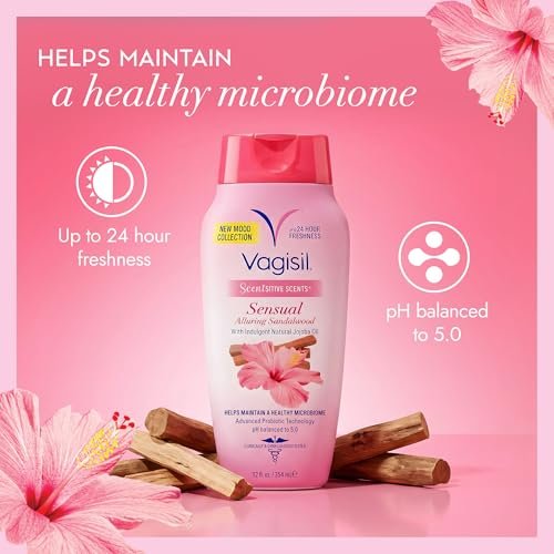 Vagisil Intimwaschgel für die Intimhygiene, Scentsitive Scents® Sensual Mood Verführerisches Sandelholz, pH-ausgeglichen und gynäkologisch getestet, 355 ml (1er-Pack)