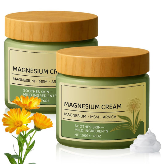 2er-Pack Magnesiumcreme mit MSM & Arnika – Nervenberuhigende Creme mit milden Inhaltsstoffen zur täglichen Hautpflege (50g / 1,76 oz)
