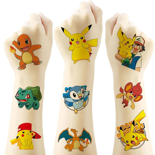 20 Pokémon Tattoo Sticker – Temporäre Cartoon-Tattoos für Kinder und Erwachsene, wasserfeste Transfer-Tattoos für Geburtstagsfeiern