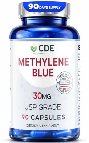 CDE Methylenblau Kapseln 30mg – Hergestellt in den USA, 90-Tage-Vorrat – Pharmazeutische CDEMBC USP-Qualität, Laborgeprüft, Formaldehydfrei, Non-GMO – Zelluläre & Kognitive Unterstützung