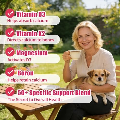 Foesdker Calcium-Citrat-Gummis für Frauen mit Kollagen – 1200 mg kaubare Calcium-Gummis, Erdbeergeschmack, für Knochen-, Muskel- und Immununterstützung, 60 Stück