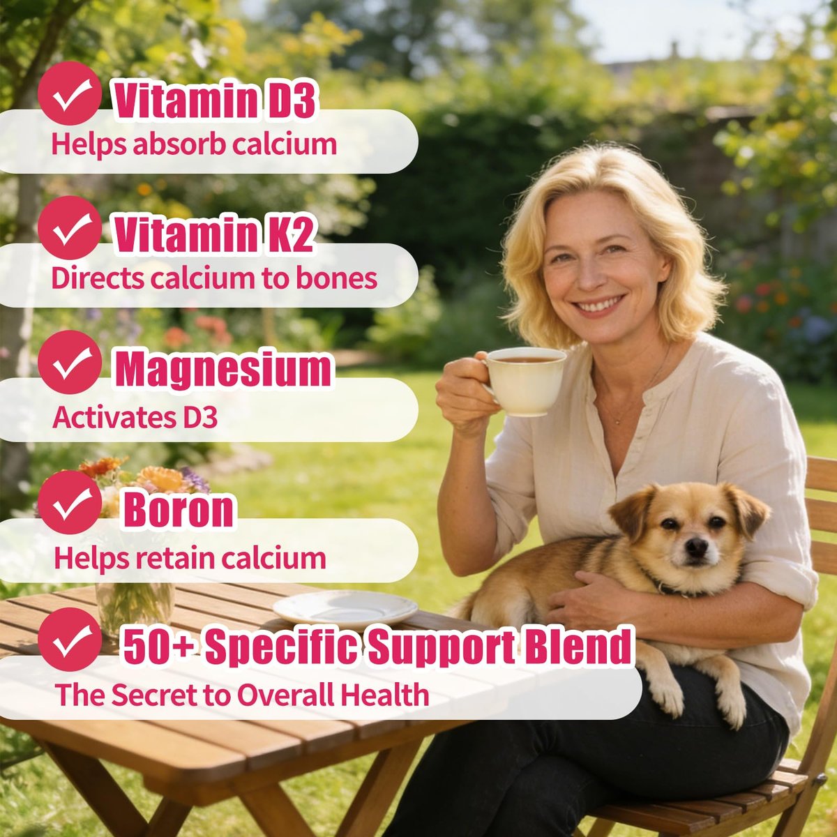 Foesdker Calcium-Citrat-Gummis für Frauen mit Kollagen – 1200 mg kaubare Calcium-Gummis, Erdbeergeschmack, für Knochen-, Muskel- und Immununterstützung, 60 Stück