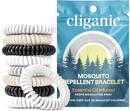 Cliganic 20er-Pack Mückenschutz-Armbänder für Erwachsene & Kinder (Neutrale Farben) – Natürliche, DEET-freie Bänder, einzeln verpackt