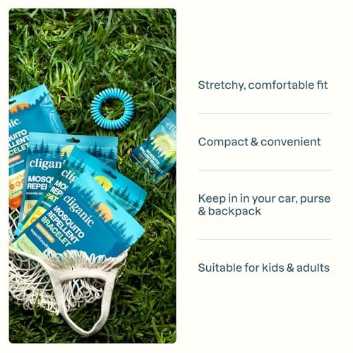 Cliganic 20er-Pack Mückenschutz-Armbänder für Erwachsene & Kinder (Neutrale Farben) – Natürliche, DEET-freie Bänder, einzeln verpackt