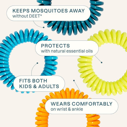 Cliganic 20er-Pack Mückenschutz-Armbänder für Erwachsene & Kinder (Neutrale Farben) – Natürliche, DEET-freie Bänder, einzeln verpackt