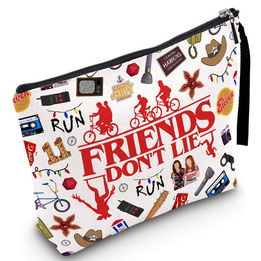 Huatsing Friendship Thing Merch Makeup Bag für Frauen – Retro TV Grafik Kosmetiktasche mit Reißverschluss, Reise-Toiletten-Organizer, Geburtstagsgeschenk für Mama Tochter beste Freundin