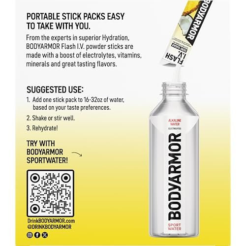 BODYARMOR Flash I.V. Elektrolyt-Päckchen, Ananas-Kokosnuss, Null Zucker, Getränkemischung für Sport, Reisen und Alltag (15 Stück)