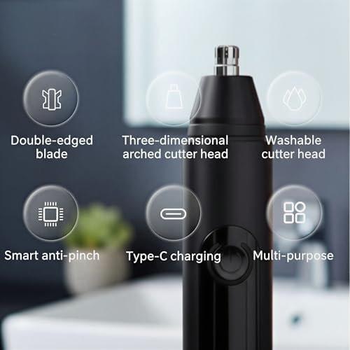 Mr Bold Pro Nasenhaartrimmer – Schmerzfreier & Sanfter Nasenhaartrimmer für Herren mit 360°-Klingensystem