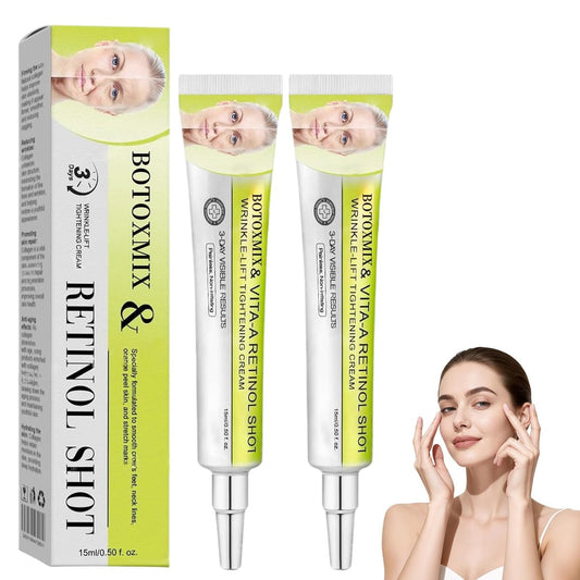 2er-Pack Botoxmix & Vita-A Retinol Shot Anti-Falten-Creme – Straffende Gesichtscreme, Porenverfeinernd, Reduziert Falten und feine Linien für alle Hauttypen