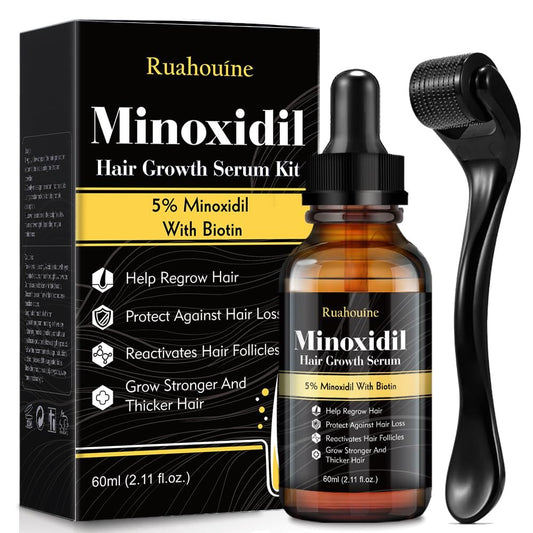 5% Minoxidil Haarwuchsöl für Männer und Frauen – Extra starkes topisches Serum gegen Haarausfall, für dichteres, gesünderes Haar und Bartwuchs-Kit, 2,1 Fl.oz (2er-Pack)