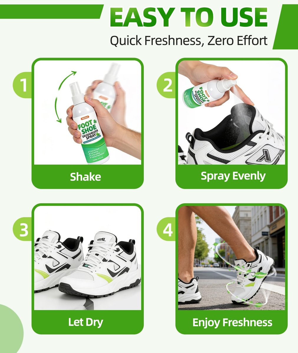 Nanoxa Schuhdeodorant Spray, 5 fl oz – Leistungsstarker Fuß- & Schuhgeruch Entferner, Fußspray für schwitzige Füße, schnell wirkend & langanhaltend für Schuhe, Sporttaschen, Helme