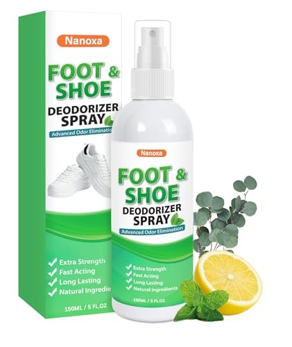 Nanoxa Schuhdeodorant Spray, 5 fl oz – Leistungsstarker Fuß- & Schuhgeruch Entferner, Fußspray für schwitzige Füße, schnell wirkend & langanhaltend für Schuhe, Sporttaschen, Helme