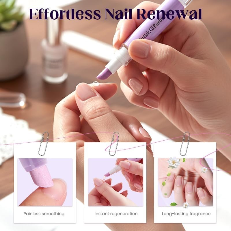 2-in-1 Nagelhautpflege-Stift mit Keramikspitze – Nagelhautentferner und Nagelpflege in einem, für trockene und beschädigte Nägel, 2er-Pack (Lila)