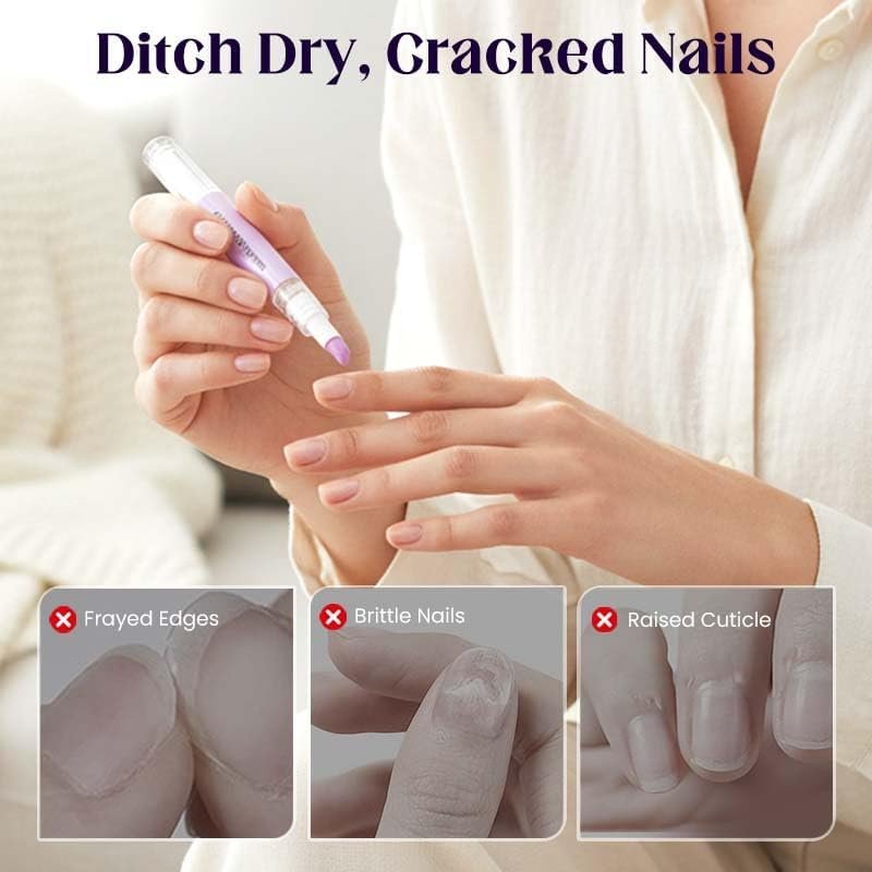 2-in-1 Nagelhautpflege-Stift mit Keramikspitze – Nagelhautentferner und Nagelpflege in einem, für trockene und beschädigte Nägel, 2er-Pack (Lila)
