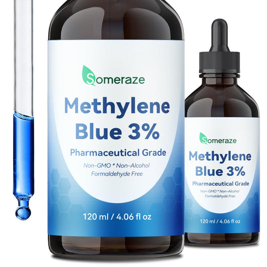 3% Methylenblau-Tropfen – Hochreine USP-Pharmaziequalität, kognitive Unterstützung, fokussiert, alkoholfrei, formaldehydfrei, 120 ml (4,06 FL OZ)