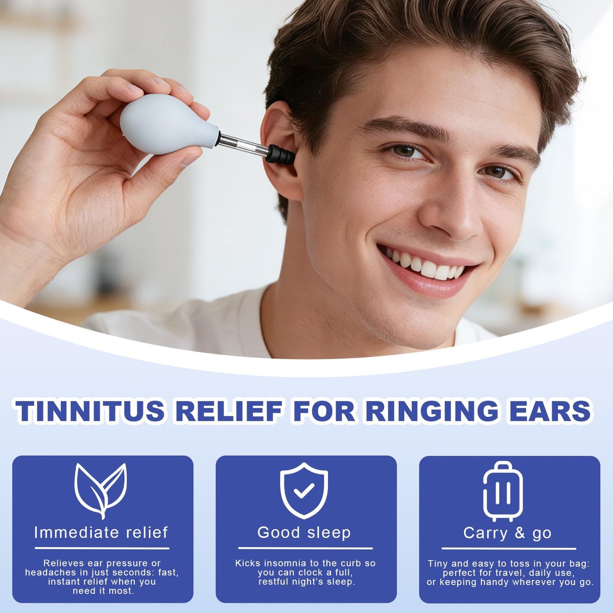 Leyoviz Ohrdruckentlastungsgerät – Tinnitus Linderung & Ohrendruck bei Flugreisen, 3 Größen Ohrstöpsel, Schwarz