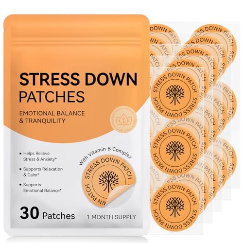 ROWKDRKB Stress Down Patches – Stress- und Angstreduktion, Cortisol-Unterstützung für Frauen und Männer, pflanzliche Formel – 30 Patches