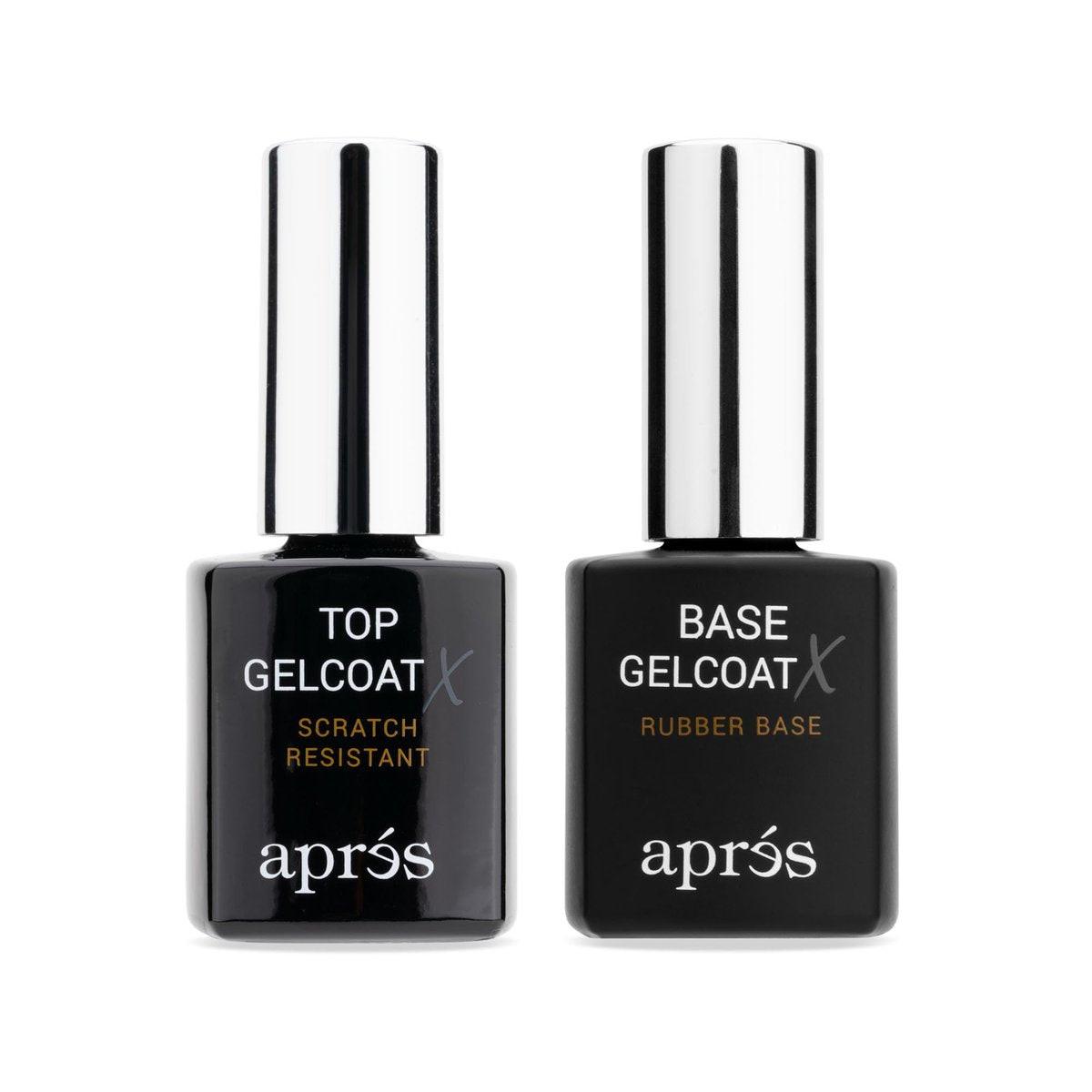 APRÉS Base Coat X & Top Gelcoat X Set 15ml | HEMA & TPO-freier Rubber Base und hochglänzender Top Coat kratzfest abziehbarer Gel-Nagellack