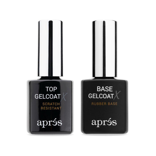APRÉS Base Coat X & Top Gelcoat X Set 15ml | HEMA & TPO-freier Rubber Base und hochglänzender Top Coat kratzfest abziehbarer Gel-Nagellack