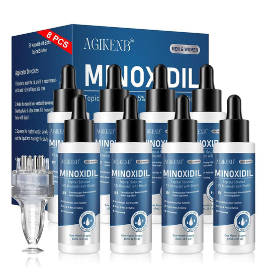8er-Pack 5% Minoxidil Haarwuchsmittel für Männer und Frauen – Topische Minoxidil Lösung gegen Haarausfall, schütteres Haar, zurückweichenden Haaransatz und kahle Stellen – Unterstützt Bart- und Kopfhautwachstum (8 Monate Vorrat)