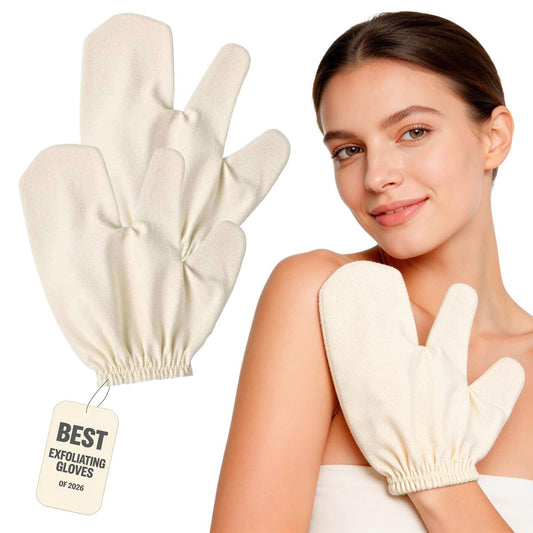 Garshana Handschuhe – Rohseide Massagehandschuhe für Ayurvedische Lymphdrainage, Trockenbürsten und Peeling – Milchweiß