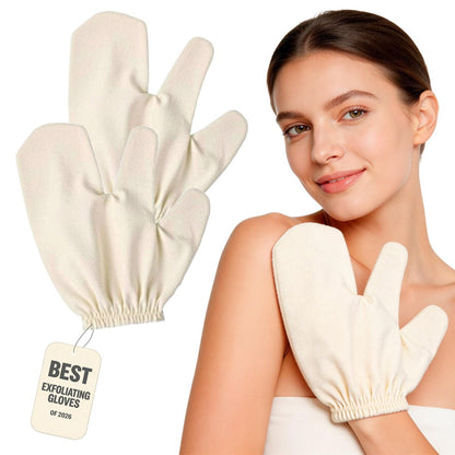 Garshana Handschuhe – Rohseide Massagehandschuhe für Ayurvedische Lymphdrainage, Trockenbürsten und Peeling – Milchweiß