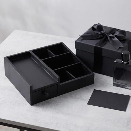 Fengligoo Parfüm-Organizer für Männer – Holz-Kölnischwasser-Ständer mit mehrfach verstellbaren Fächern, Herren-Parfüm-Ablage-Tablett, schwarzer Kosmetik-Organizer für die Kommode, Geschenk für Männer