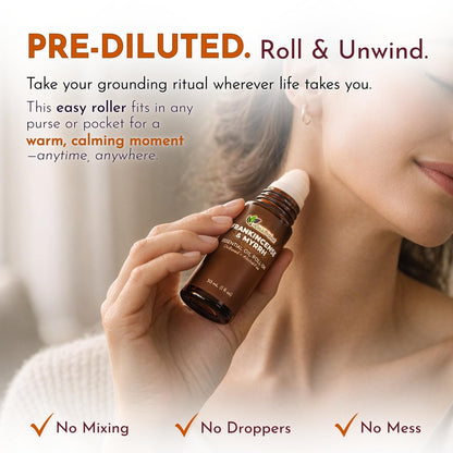 Weihrauch & Myrrhe Ätherisches Öl Roll-On, 30 ml (1 fl oz) – Verdünntes Aromatherapie-Rollerball in fraktioniertem Kokosöl (FCO) – Alkoholfreier Puls-Punkt-Ölroller