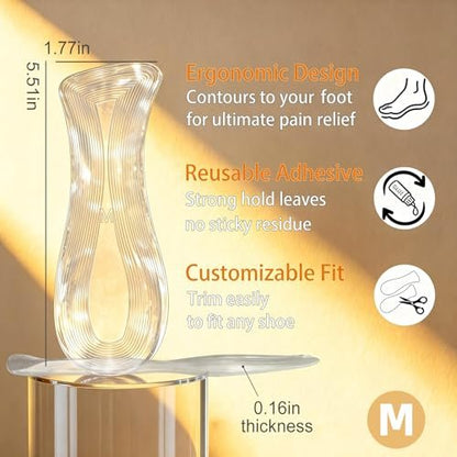 Gewichtsverlagernde Gel-Einlagen für High Heels & Sandalen – Transparente, rutschfeste Komfortpads für Damen – Schmerzlinderung bei offenen Schuhen, 3-Größen-Set (Medium, US 8-9,5)