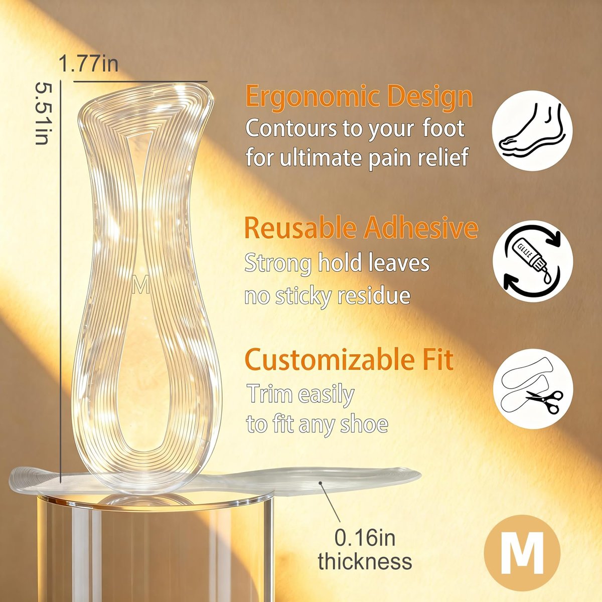 Gewichtsverlagernde Gel-Einlagen für High Heels & Sandalen – Transparente, rutschfeste Komfortpads für Damen – Schmerzlinderung bei offenen Schuhen, 3-Größen-Set (Medium, US 8-9,5)