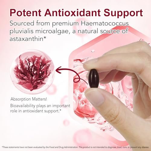 O NATURE . ZIRAN Astaxanthin Kapseln 24 mg – Antioxidans für Augen-, Gelenk- und Hautgesundheit | 4-Monats-Vorrat | 120 Weichkapseln