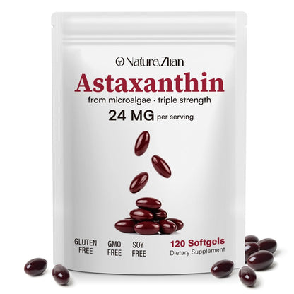 O NATURE . ZIRAN Astaxanthin Kapseln 24 mg – Antioxidans für Augen-, Gelenk- und Hautgesundheit | 4-Monats-Vorrat | 120 Weichkapseln