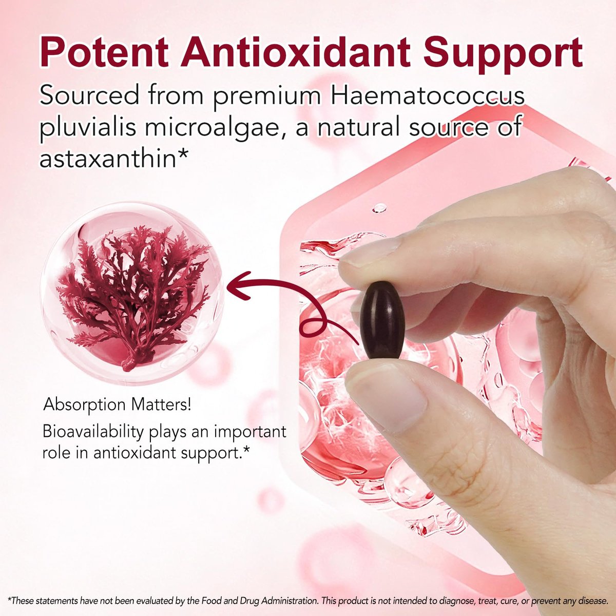 O NATURE . ZIRAN Astaxanthin Kapseln 24 mg – Antioxidans für Augen-, Gelenk- und Hautgesundheit | 4-Monats-Vorrat | 120 Weichkapseln