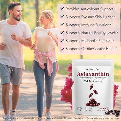 O NATURE . ZIRAN Astaxanthin Kapseln 24 mg – Antioxidans für Augen-, Gelenk- und Hautgesundheit | 4-Monats-Vorrat | 120 Weichkapseln