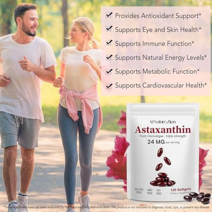 O NATURE . ZIRAN Astaxanthin Kapseln 24 mg – Antioxidans für Augen-, Gelenk- und Hautgesundheit | 4-Monats-Vorrat | 120 Weichkapseln