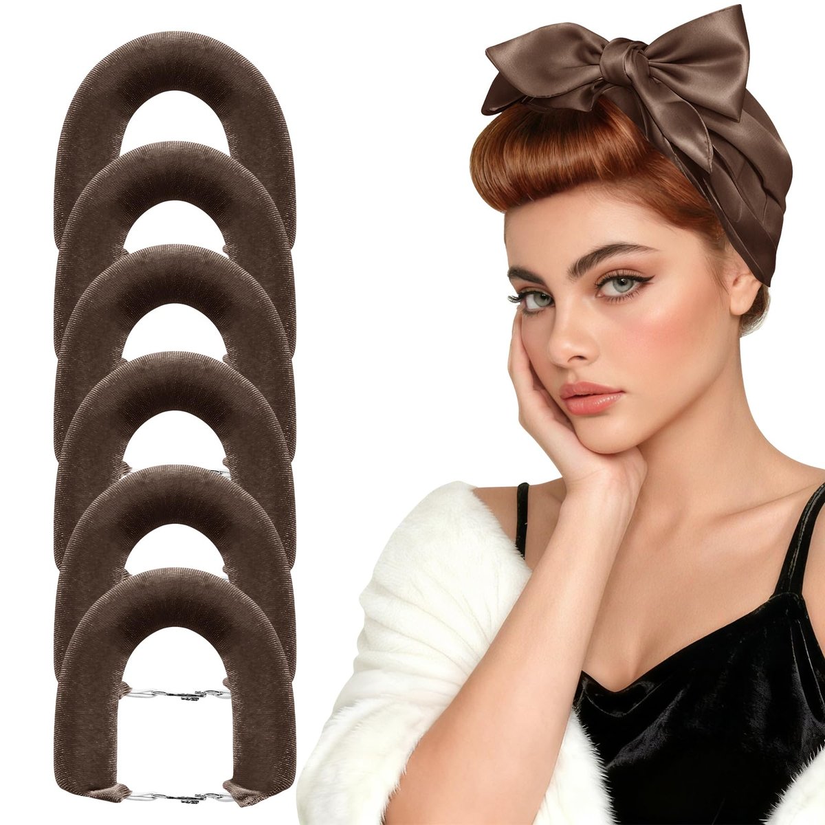 Togayu Heatless Curls Overnight Set - 6er Pack Jumbo Samt-Haarrollen zum Schlafen, Schonende Flexi-Rods für mühelose Locken und Wellen für Frauen