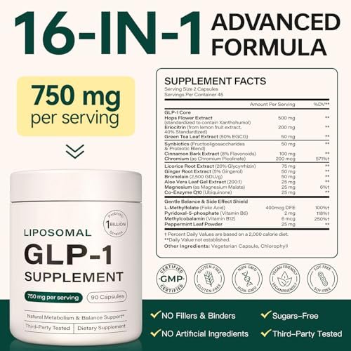 Bivinke GLP-1 Supplement Support – 90 Kapseln für metabolisches Gleichgewicht und Fitnessziele